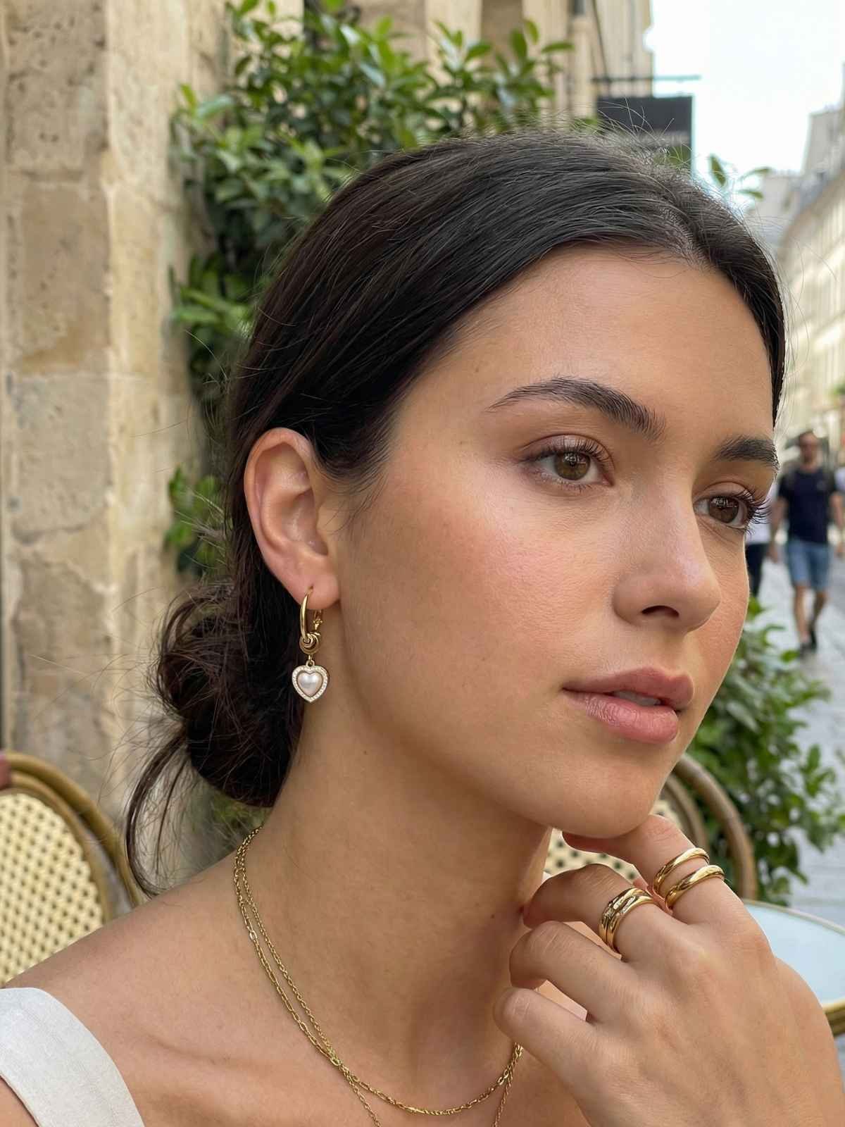 Pearl Heart Earrings